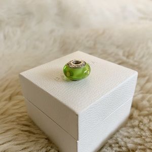 Pandora Green floral Glass charm